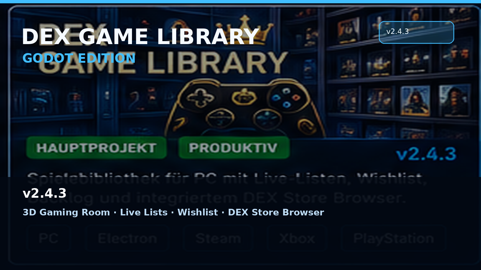DEX Game Library – Godot – Covergrafik von Dexintraidor